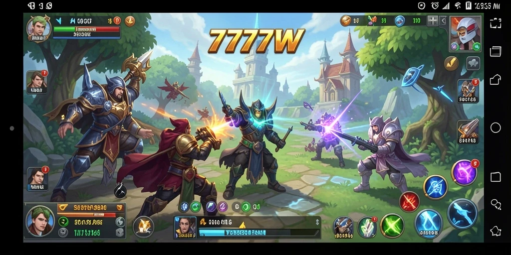 Tampilan gameplay menarik dari 7777W yang penuh strategi.