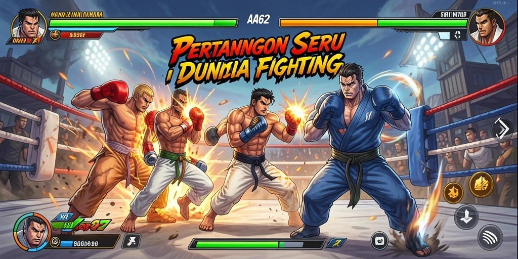 Tampilan gameplay seru dalam pertarungan AA62 yang menguji keterampilan bertarung.