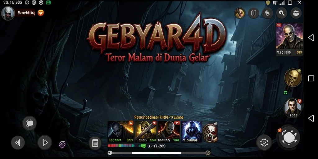 Screenshot gameplay GEBYAR4D yang menampilkan suasana mencekam dan makhluk menyeramkan.