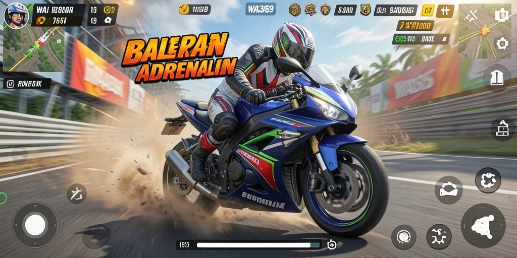 Tampilan gameplay balapan motor yang menegangkan di WA369.